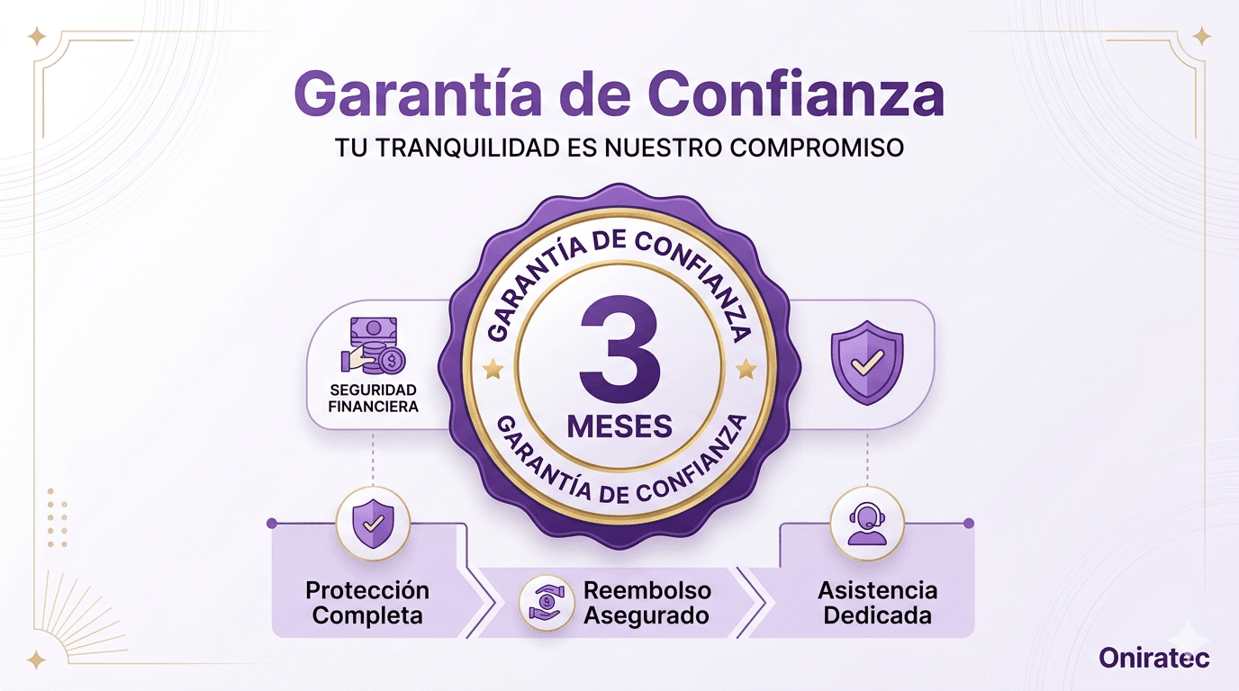 Garantía de 3 meses para servicios de reclutamiento IT de Oniratec.